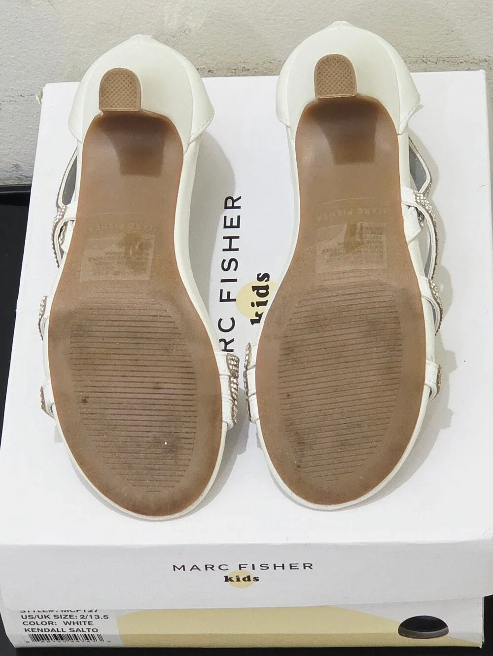 MARC FISHER Kids KENDALL SALTO style MCF127 White Rhinestone Heels Size 2 IN BOX